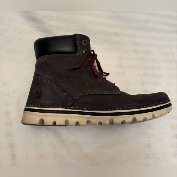 Timberland Leather Combat Waterproof Boots Dark Brown Size 8.5 A1TRL A2519 - Picture 5 of 16